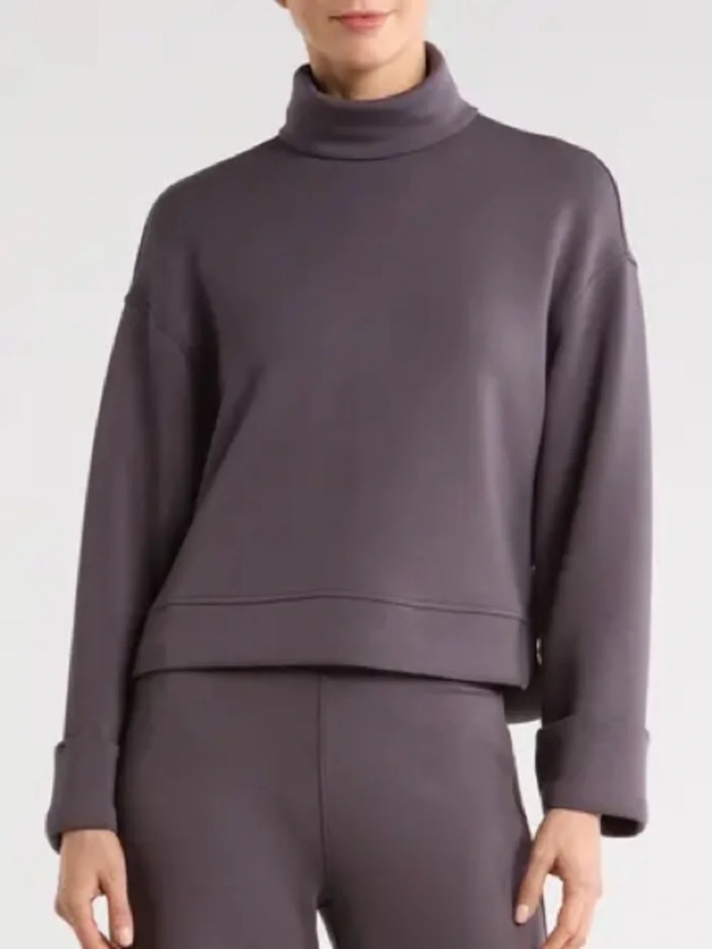 SPANX Cuffed Sleeve Crop Turtleneck Sweatshirt